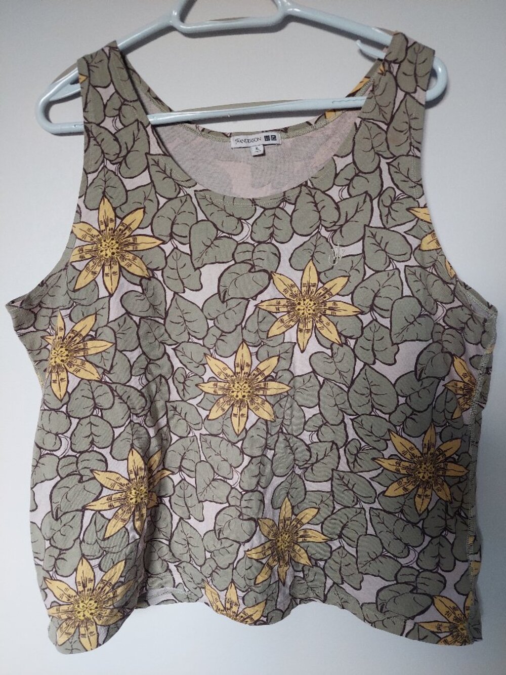 JW Anderson x Uniqlo 2019 Women'd XL floral print tank top in gray and yellow